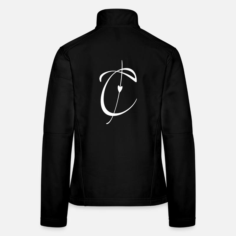 Letter C Initial Alphabet Monogram Pocket Face Women's Softshell Jacket