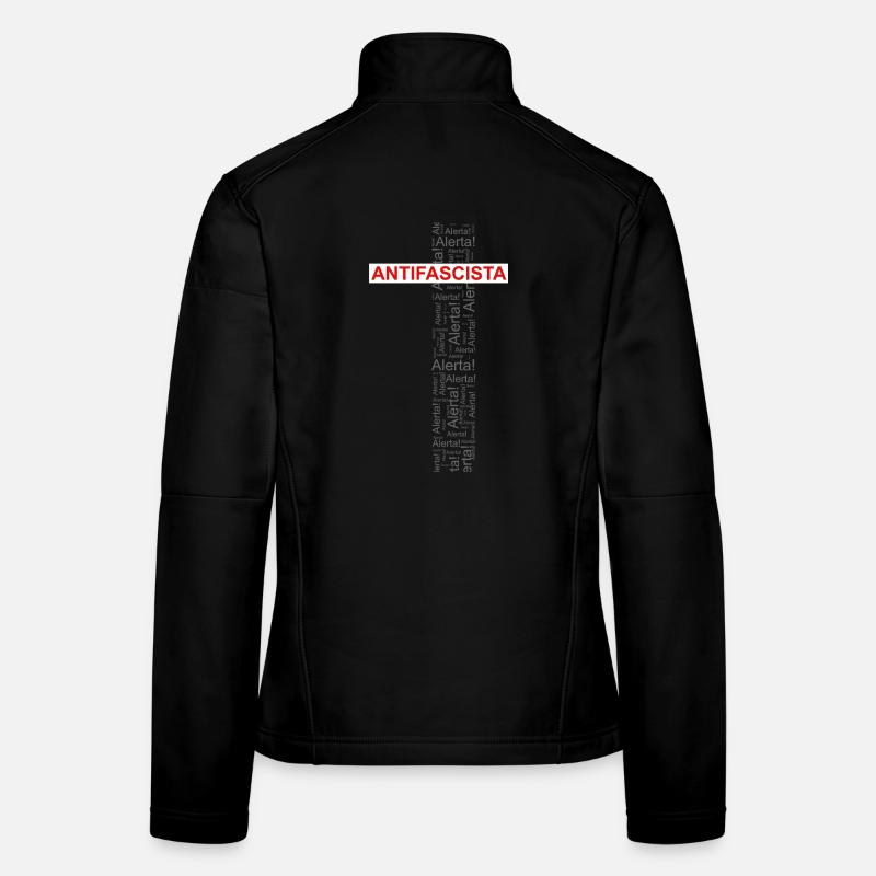 Alerte! Antifasciste ! - Art des mots rouge/gris Veste en tissu softshell Femme