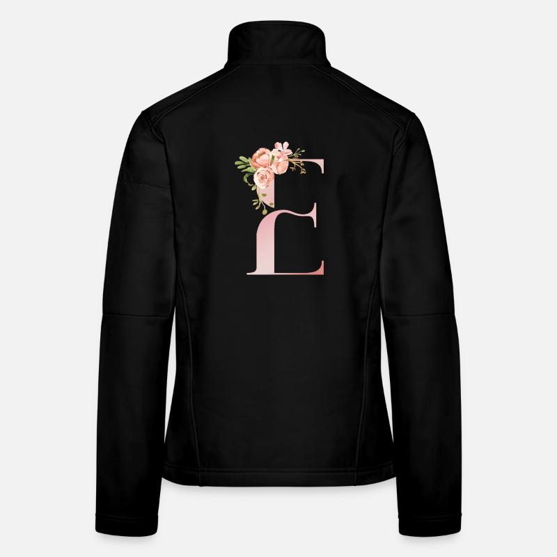 Pastel Floral Monogram E Women's Softshell Jacket