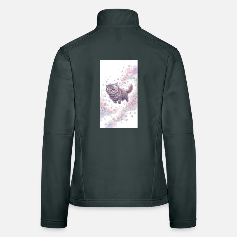 Chat de l’espace dans la magie des fleurs Veste en tissu softshell Femme