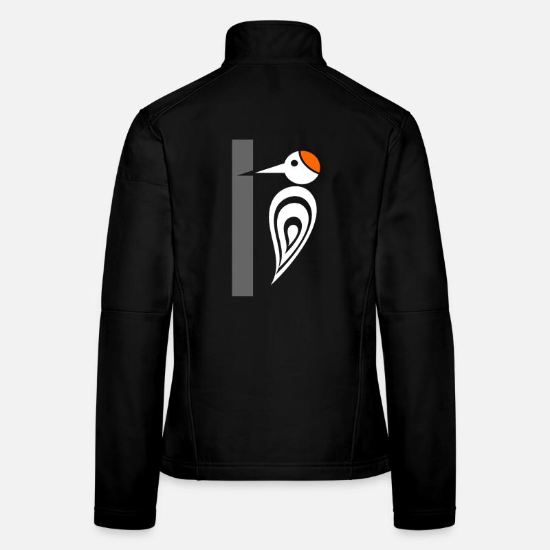 Specht am Baum - Zimmermannsvogel - Frauen Softshelljacke - Schwarz