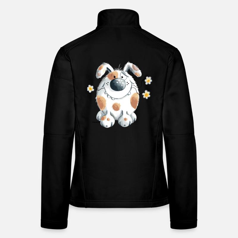 Chien avec la fleur Veste en tissu softshell Femme