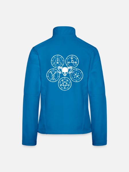 White demon skull and demonic symbols - Women's Softshell Jacket - black - Back