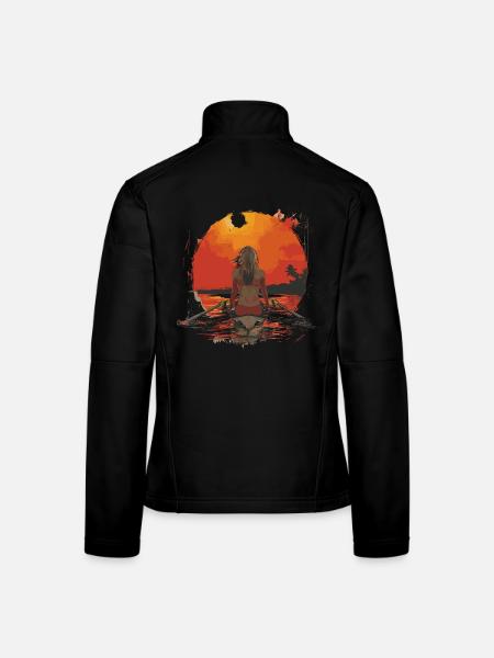 Illustration Ruderin - Frauen Softshelljacke - Schwarz - Hinten