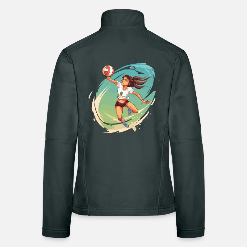 Volleyball Player Comic Style Women's Softshell Jacket