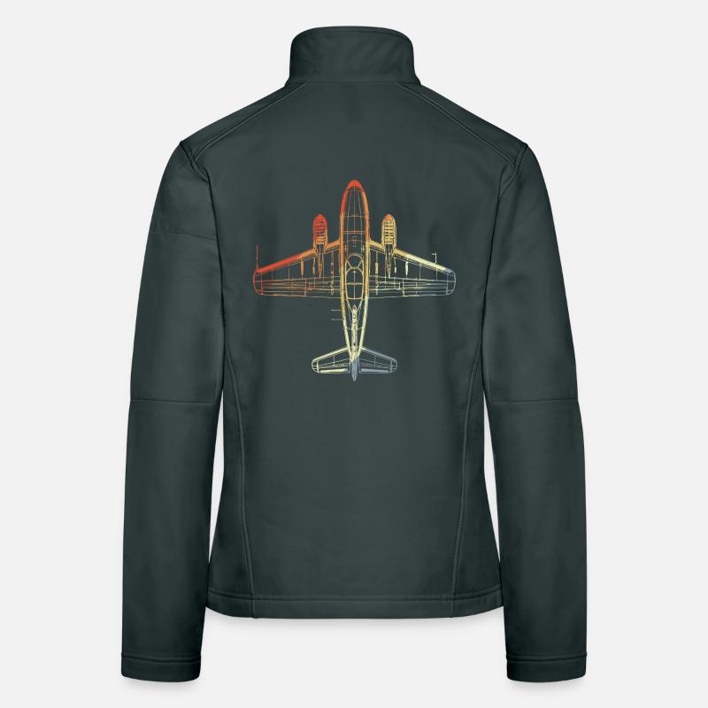 Vintage Airplane Line Art Women's Softshell Jacket