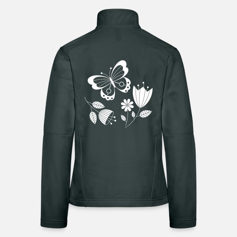 Papillon avec des fleurs Veste en tissu softshell Femme