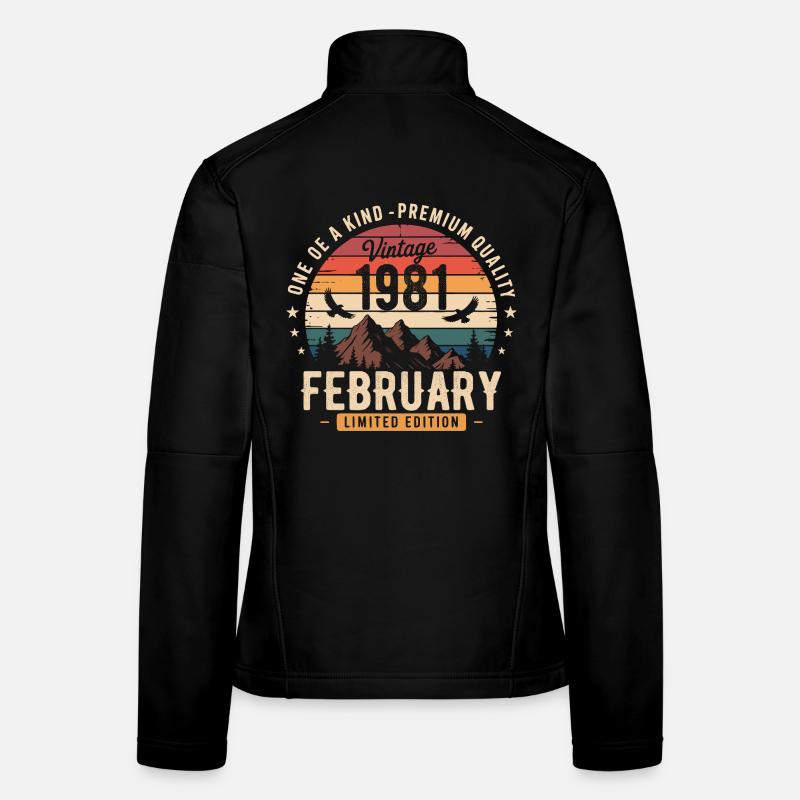 Février 1981 Anniversaire Vintage Février 1981 Veste en tissu softshell Femme