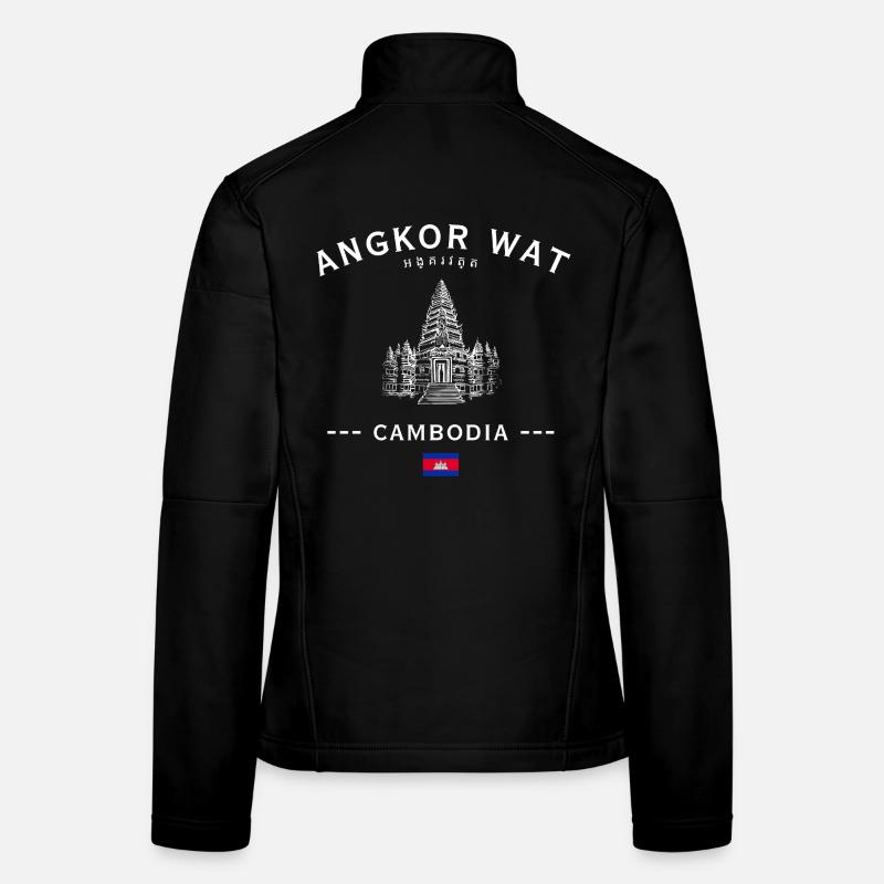 Angkor Wat Silhouette Cambodia - Frauen Softshelljacke - Schwarz