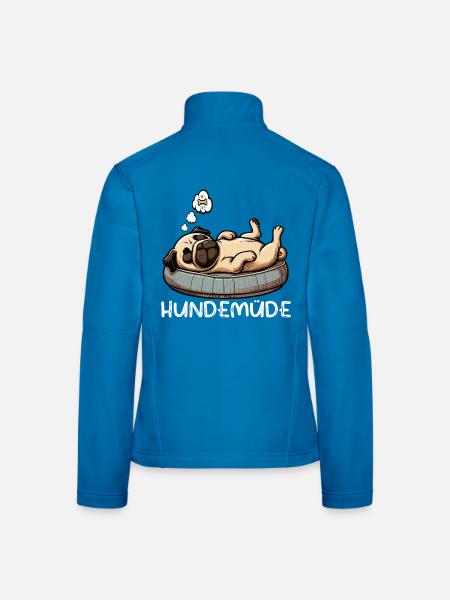 Hundemüde Mops Möpse Mopsbesitzer Mopsliebhaber  - Frauen Softshelljacke - Schwarz - Hinten