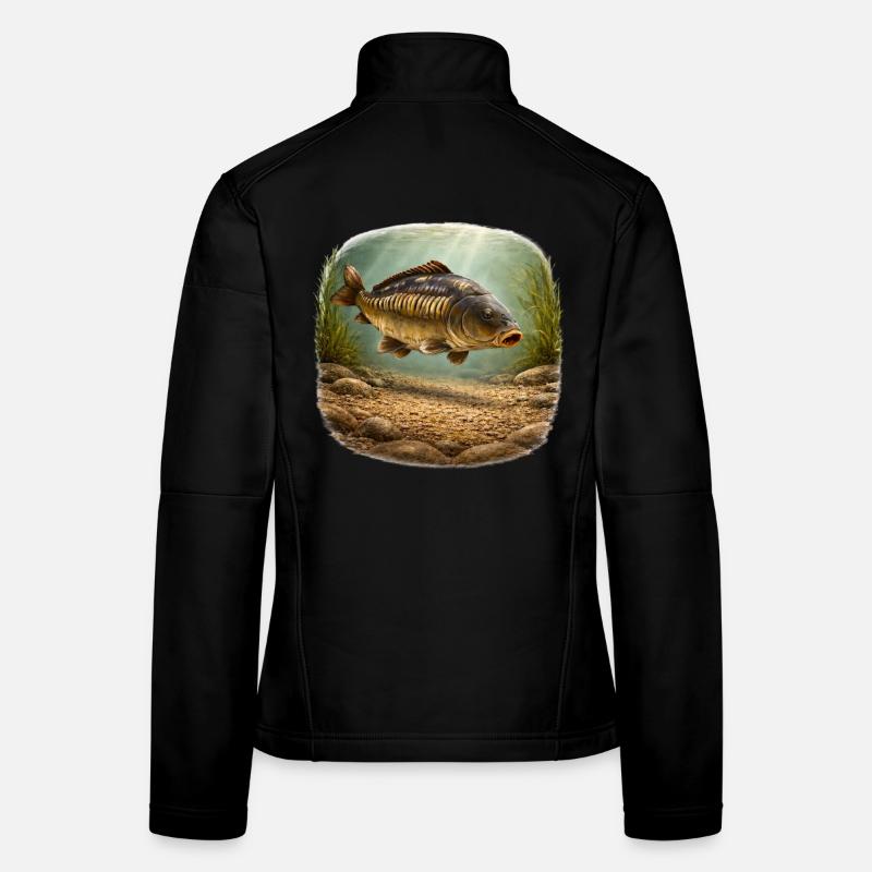 Mirror Carp Underwater Fishing Design Women's Softshell Jacket