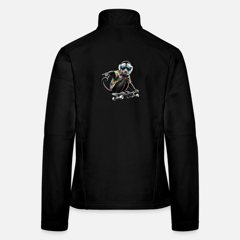 A cool monkey on a skateboard Women's Softshell Jacket