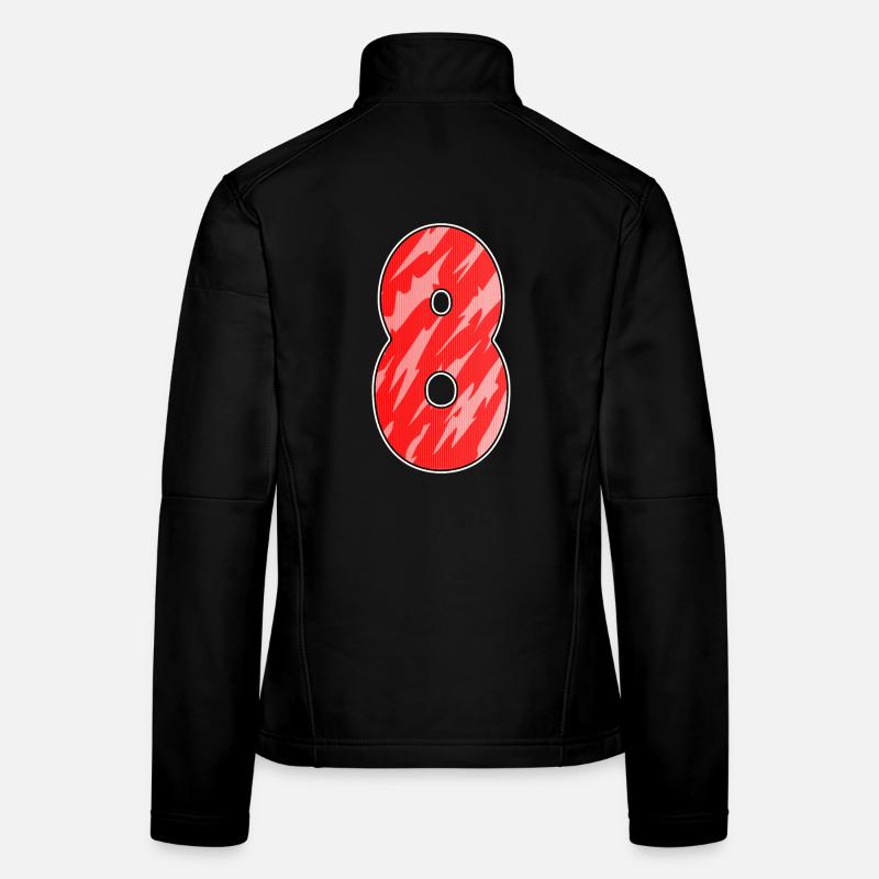 Number 8 Number Eight Motif Red Pattern Women's Softshell Jacket