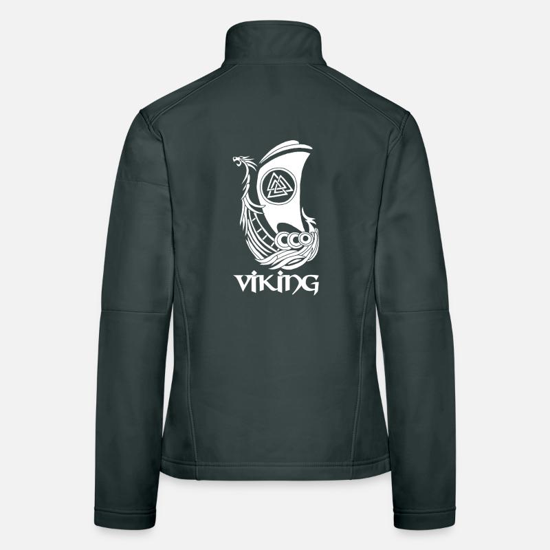 White Viking Ship Women's Softshell Jacket
