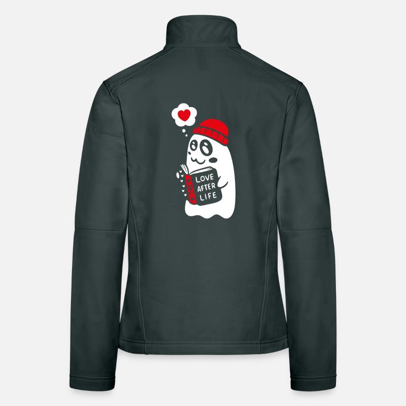 Cute Ghost Reading Romantic Book Women's Softshell Jacket