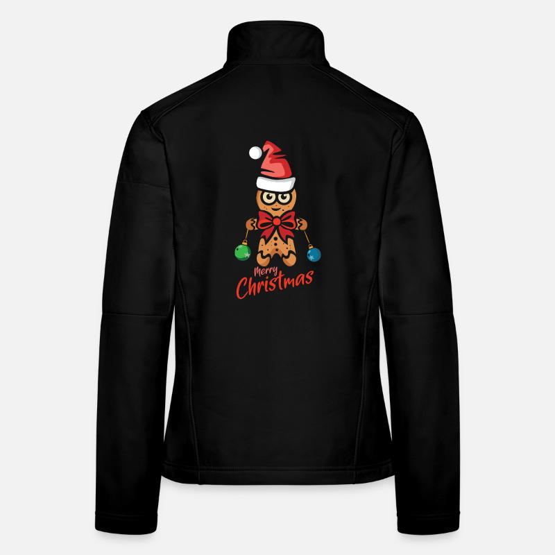 Lebkuchenmann mit Weihnachtsmütze Frauen Softshelljacke