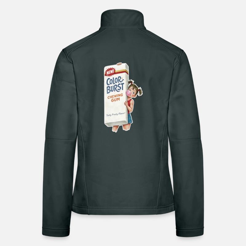  Retro Kaugummi Frauen Softshelljacke