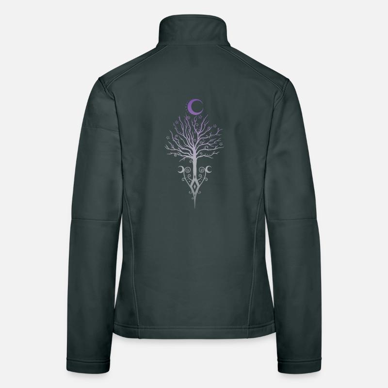 Occult Moon Tree Dark Autumn Women's Softshell Jacket