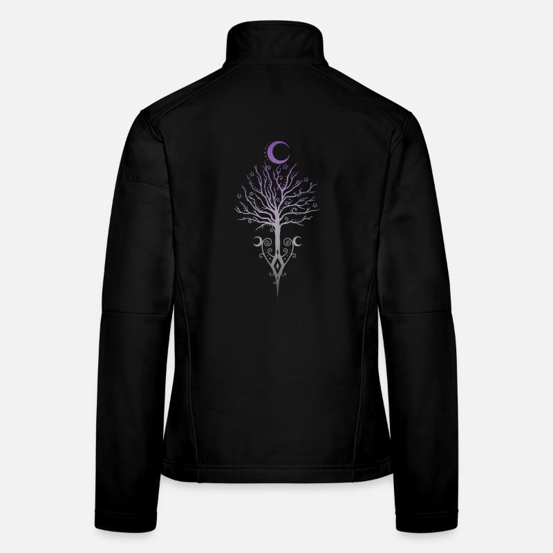 Arbre de lune occulte automne sombre Veste en tissu softshell Femme