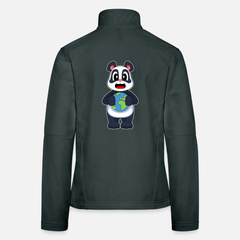 Globe terrestre panda Veste en tissu softshell Femme