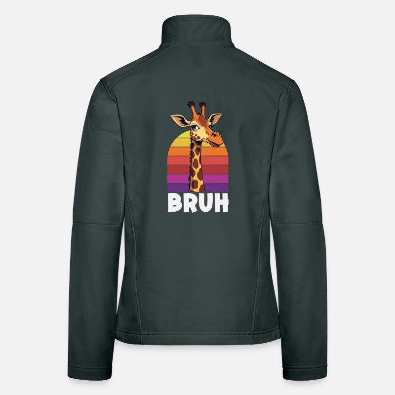 Bruh Giraffe Retro Sunset Meme Women's Softshell Jacket