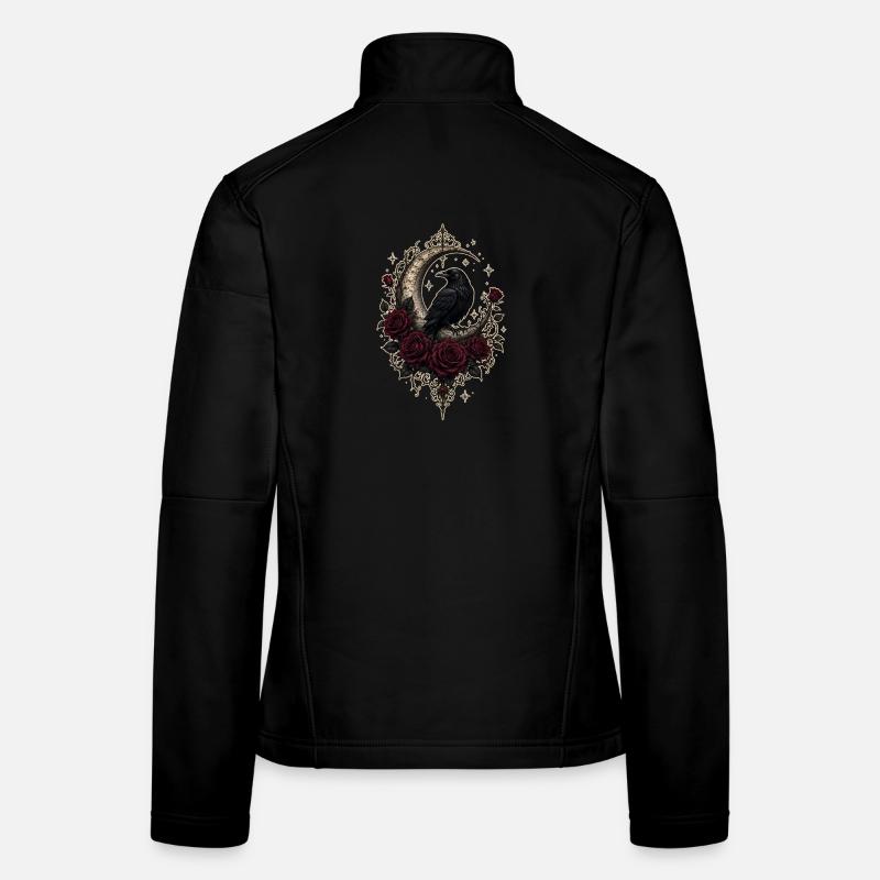 Dark Romantic Raven Moon Women's Softshell Jacket