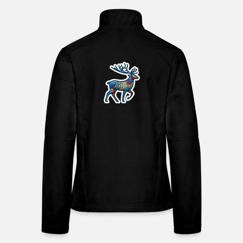 Buntes Rentier - Frauen Softshelljacke - Schwarz