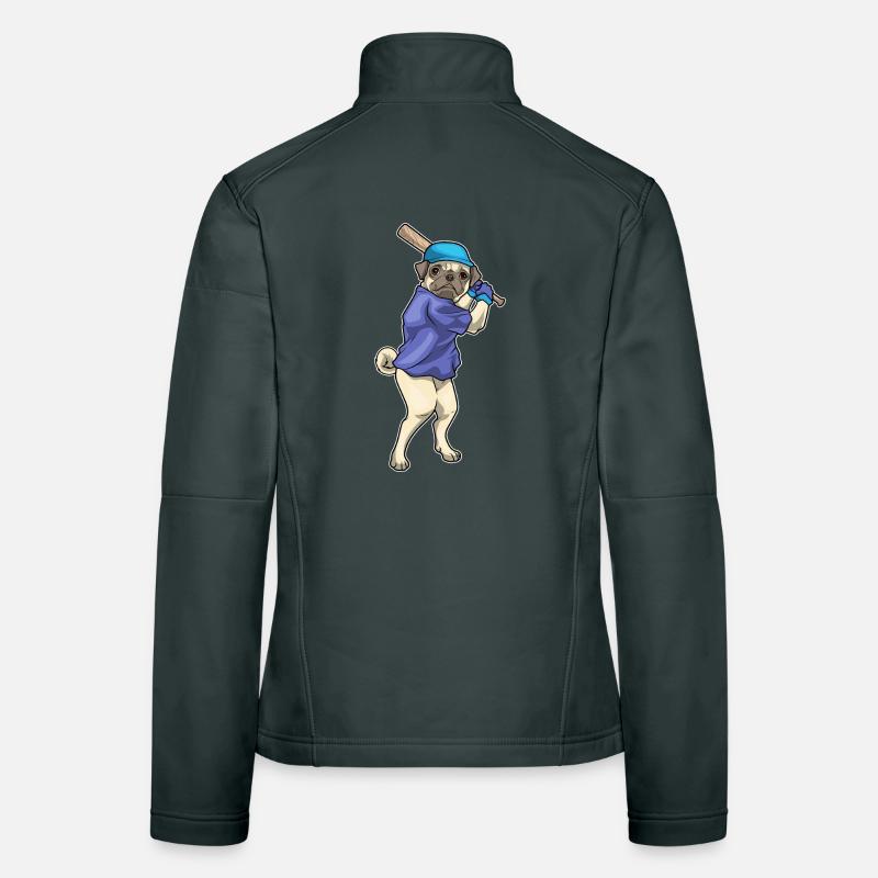 Mops Baseball Baseballschläger Frauen Softshelljacke