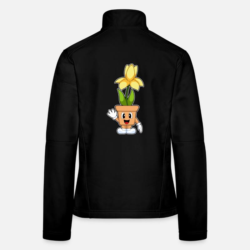 Fleurs de jonquille en pot de fleurs Veste en tissu softshell Femme