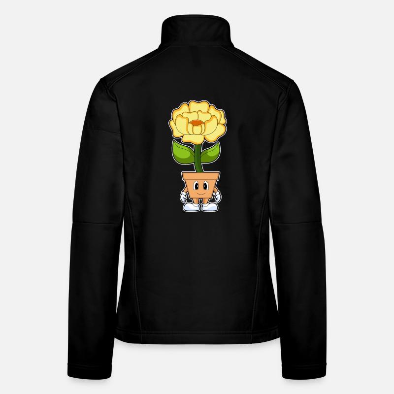 Fleurs de pivoine en pot de fleurs Veste en tissu softshell Femme
