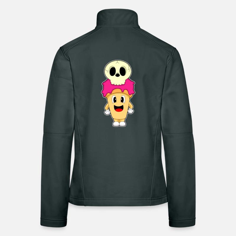 Gaufre Crème Glacée Halloween Crâne Veste en tissu softshell Femme