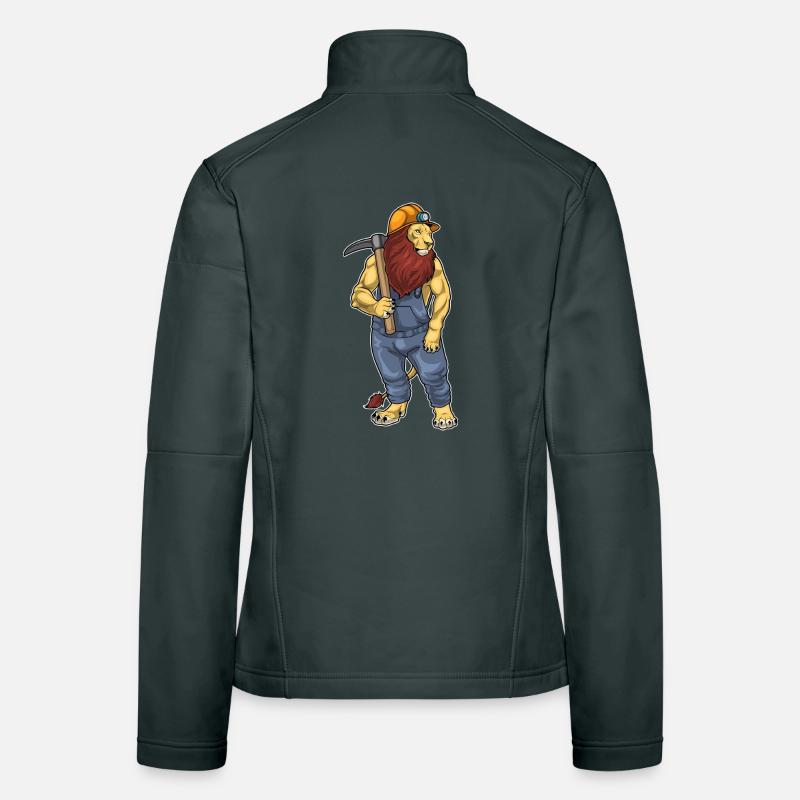 Lion Miner Pickaxe Mining Women's Softshell Jacket