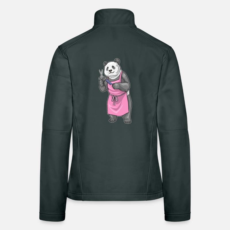 Panda Hairdressing Scissors Comb Women's Softshell Jacket