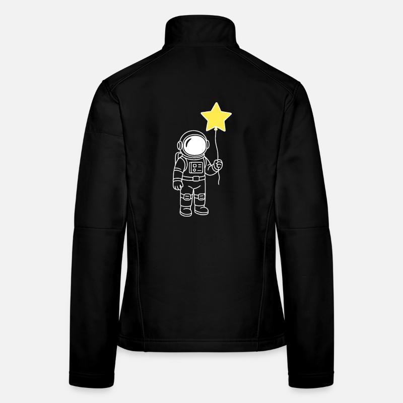 Astronaute avec ballon étoile – Œuvre d’art de l’espace Veste en tissu softshell Femme