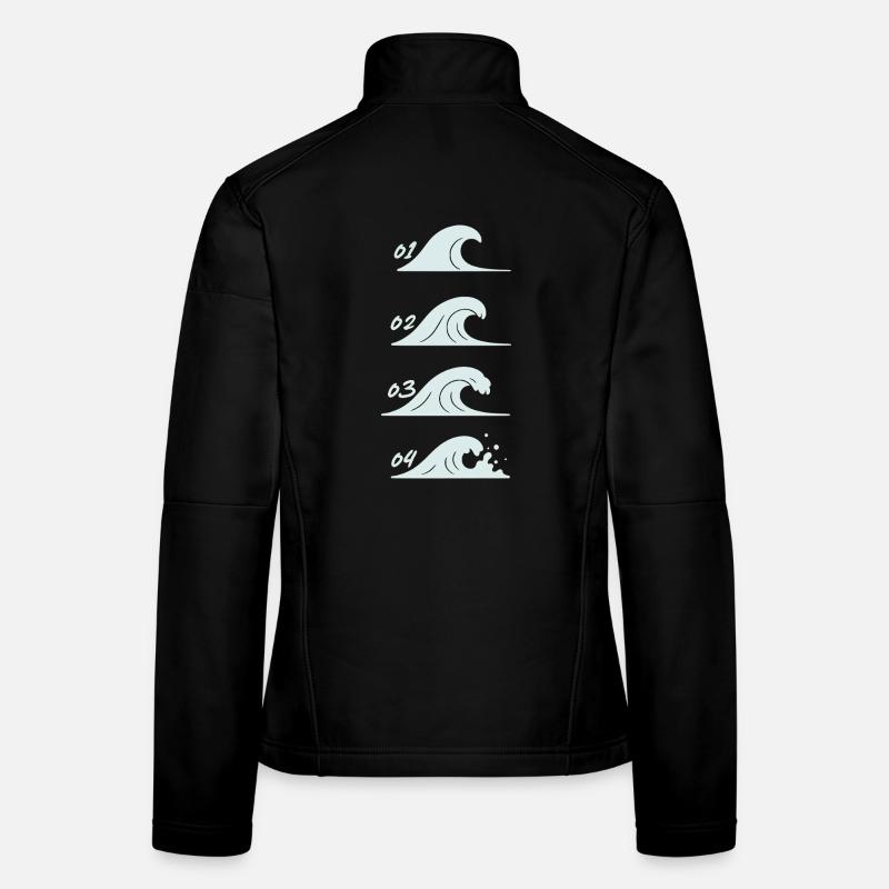 Minimalist Waves Illustration Sea Women's Softshell Jacket