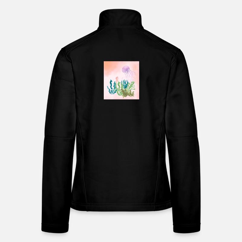 Pastel Mer Sous-marine Forêt Veste en tissu softshell Femme