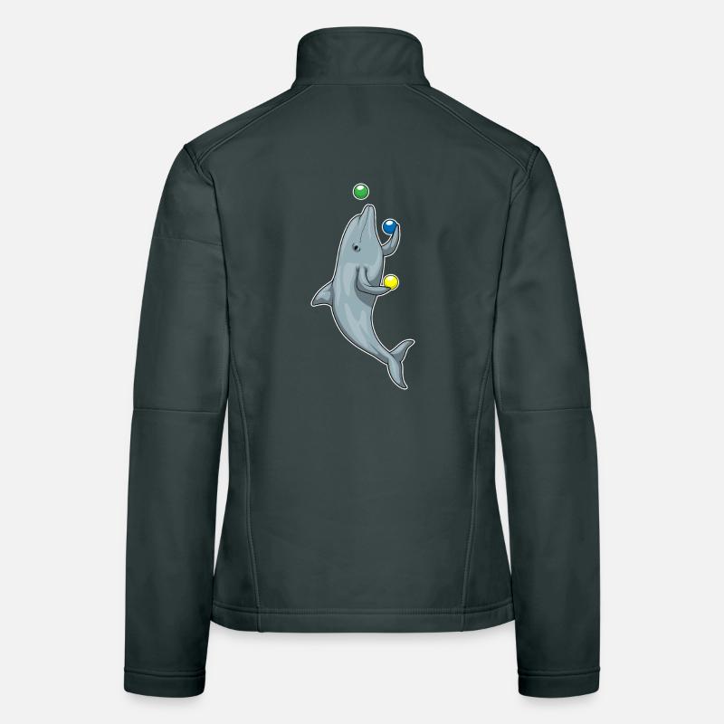 Dolphin juggler juggling Women's Softshell Jacket