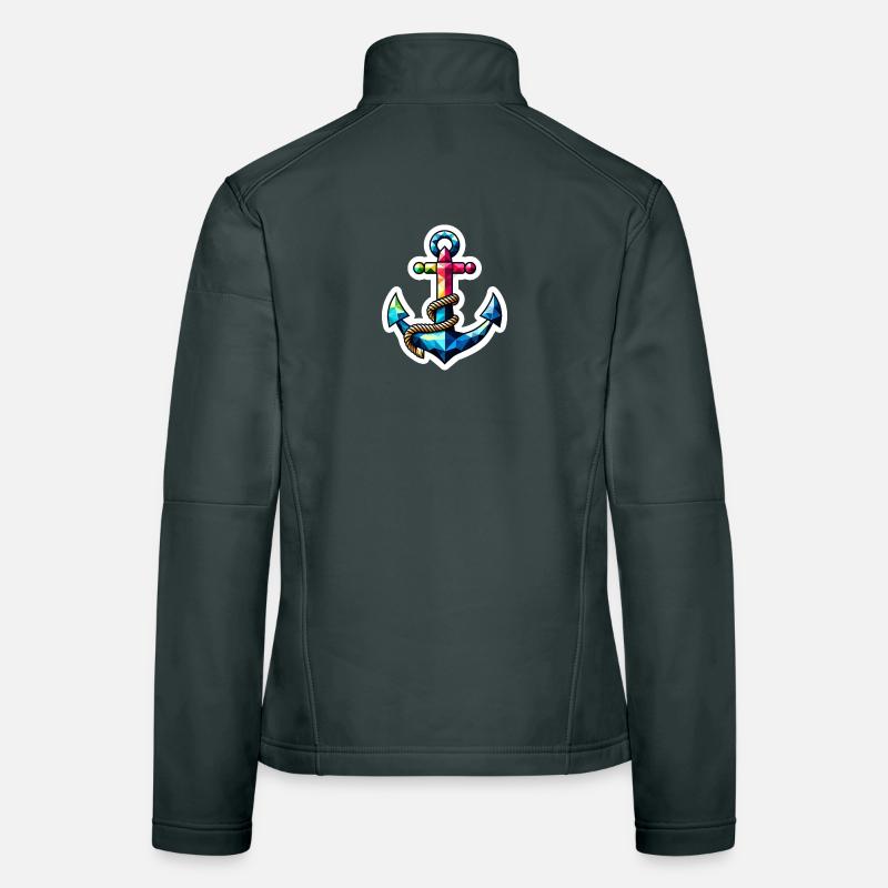 Anchor with knot polygon colorful Women's Softshell Jacket