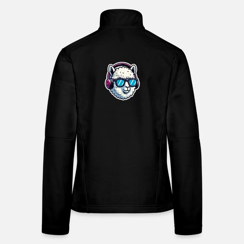 Alpaga avec lunettes de soleil et casque d’écoute Veste en tissu softshell Femme