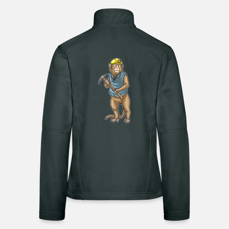 Monkey Miner Pickaxe Mining Women's Softshell Jacket