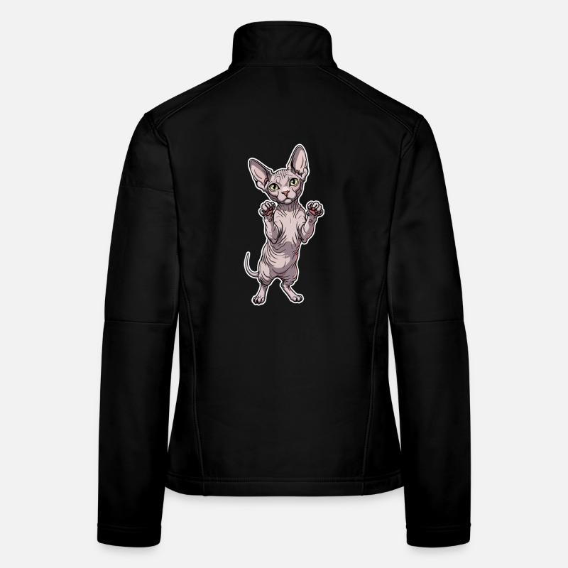 Chat Sphynx Mignon Posture Debout Portrait Veste en tissu softshell Femme