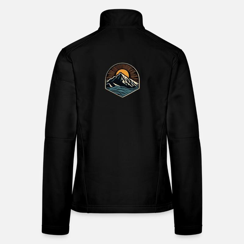 Bergsonne Wellen Patch - Frauen Softshelljacke - Schwarz