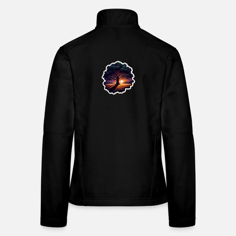 Sonnenuntergangsbaum Sticker Frauen Softshelljacke