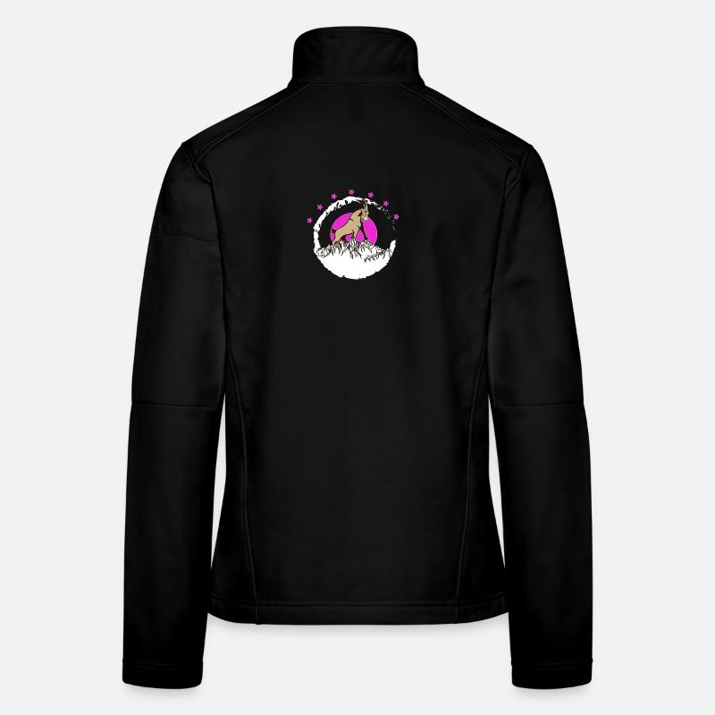 Gipfelbock vor pinkem Mond Steinbock Frauen Softshelljacke