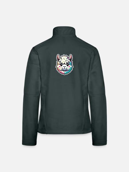Alpaka Kopf bunt - Frauen Softshelljacke - Schwarz
