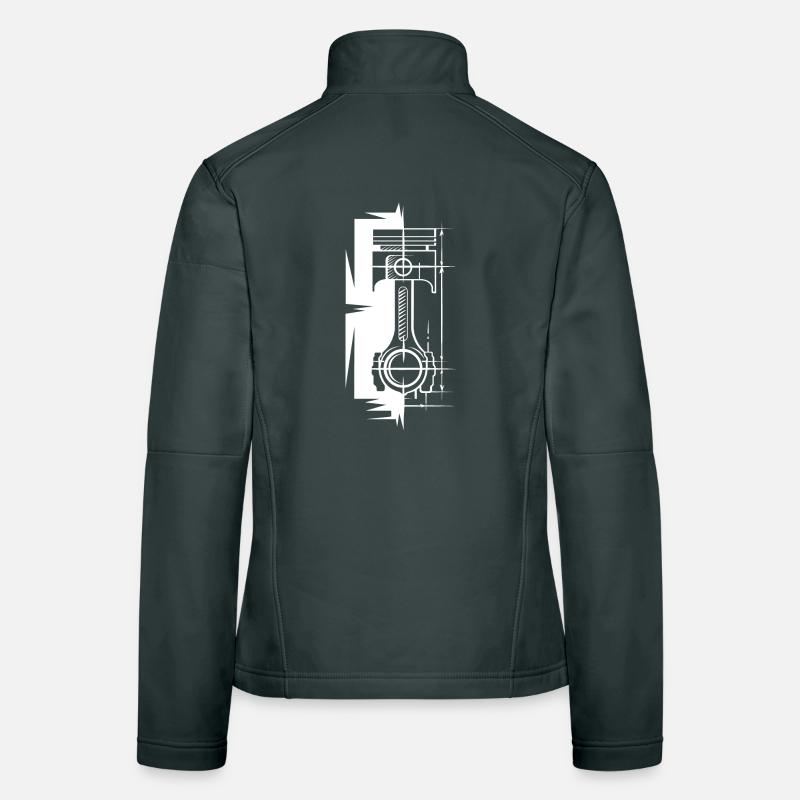 Piston Sketch Off Block Engine Car Symbol v8 Logo Women's Softshell Jacket