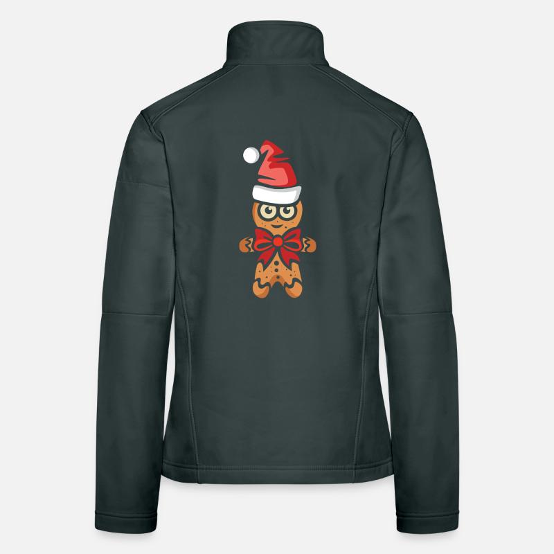 Gingerbread man with Christmas hat Women's Softshell Jacket