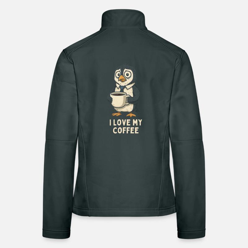Le manchot au café adore le café Veste en tissu softshell Femme