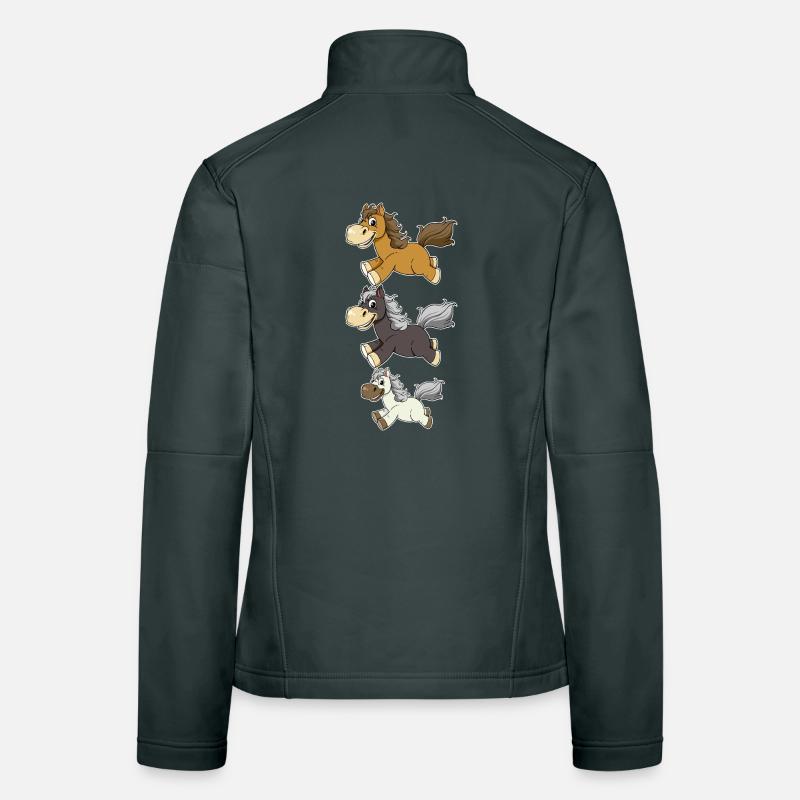 Three Galloping Horses Comic Design Women's Softshell Jacket