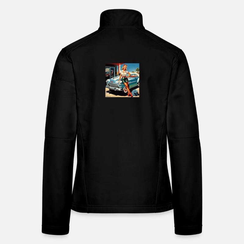 Retro Pinup am Oldtimer Frauen Softshelljacke
